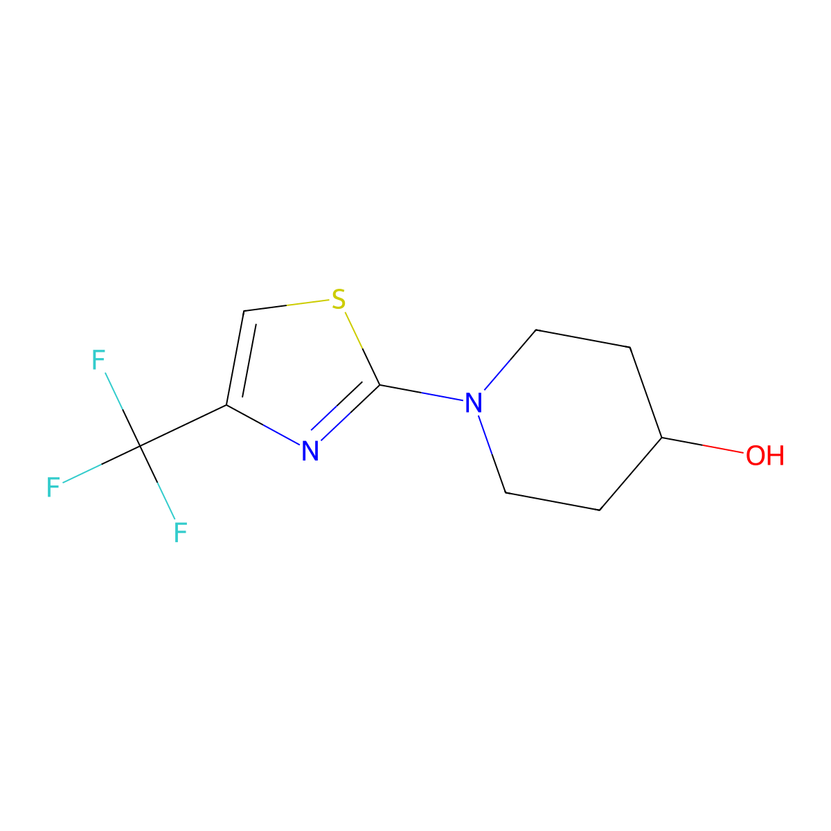 1-[4-(Trifluoromethyl)-1,3-thiazol-2-yl]piperidin-4-ol molecular structure, CAS 2548991-66-6
