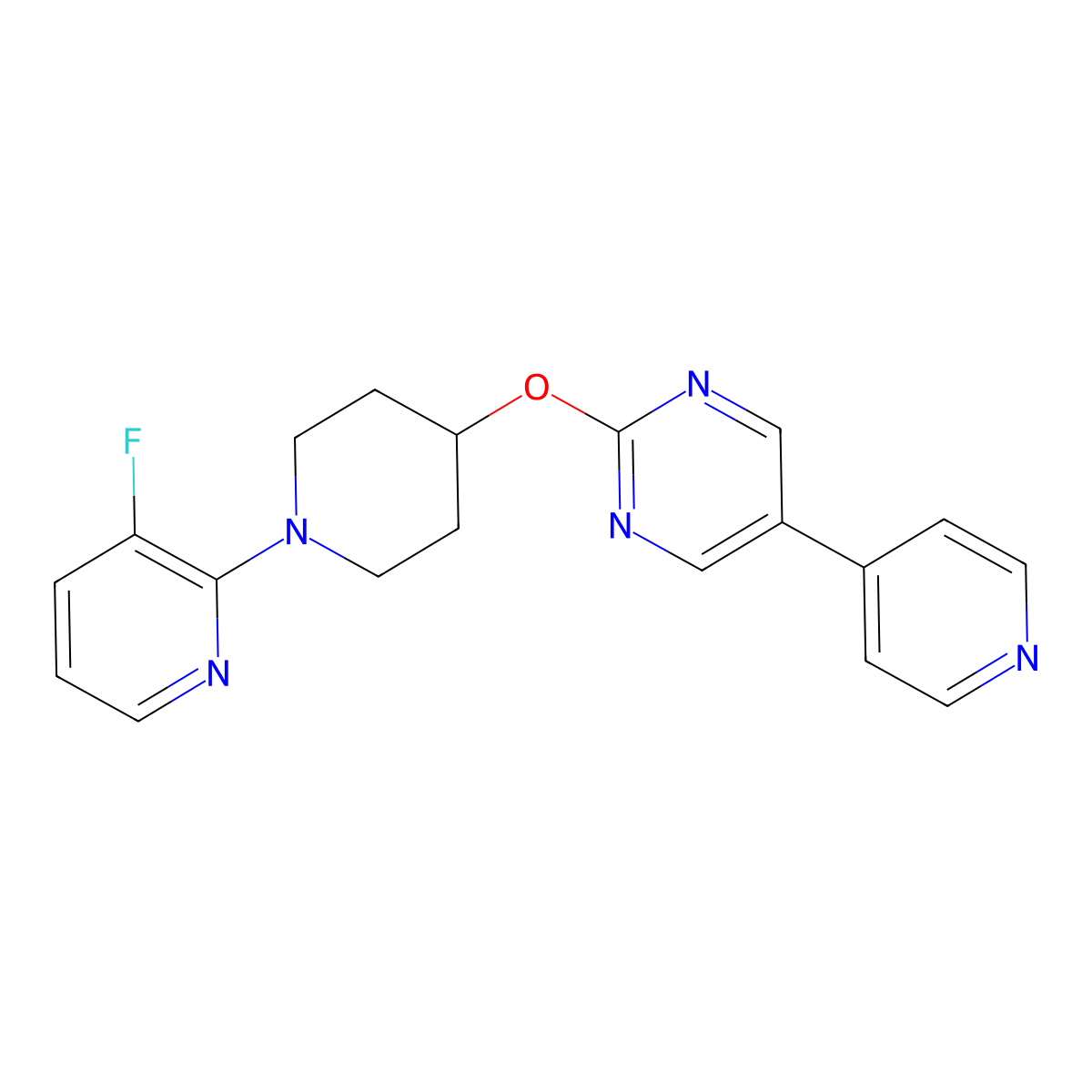 2-{[1-(3-Fluoropyridin-2-yl)piperidin-4-yl]oxy}-5-(pyridin-4-yl)pyrimidine molecular structure, CAS 2548991-67-7