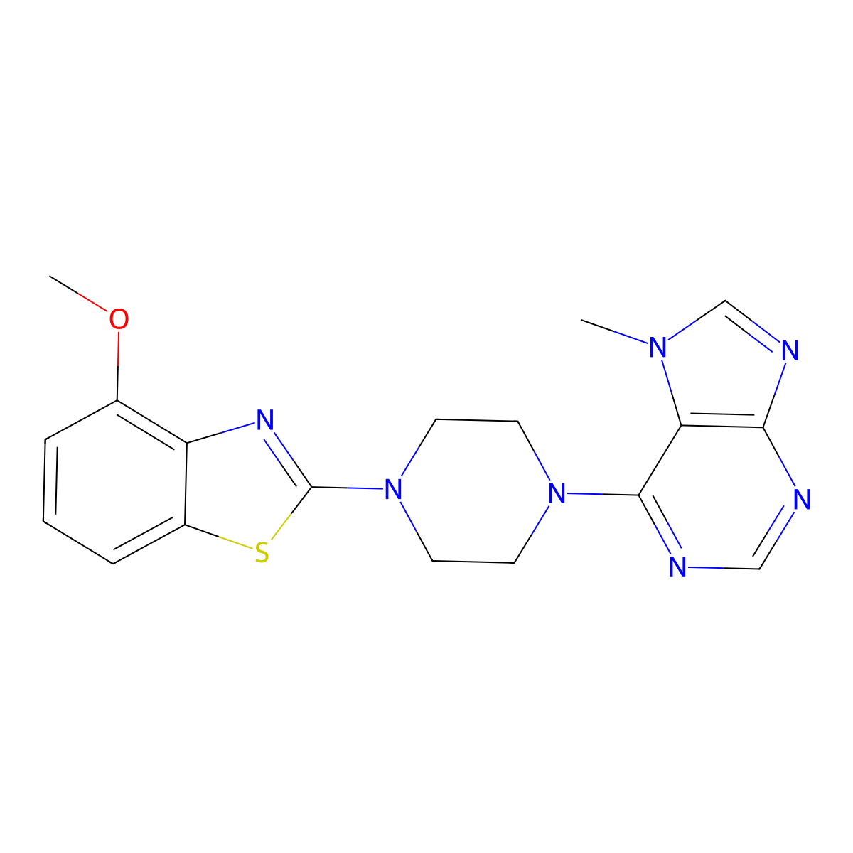6-[4-(4-methoxy-1,3-benzothiazol-2-yl)piperazin-1-yl]-7-methyl-7H-purine molecular structure, CAS 2548991-73-5