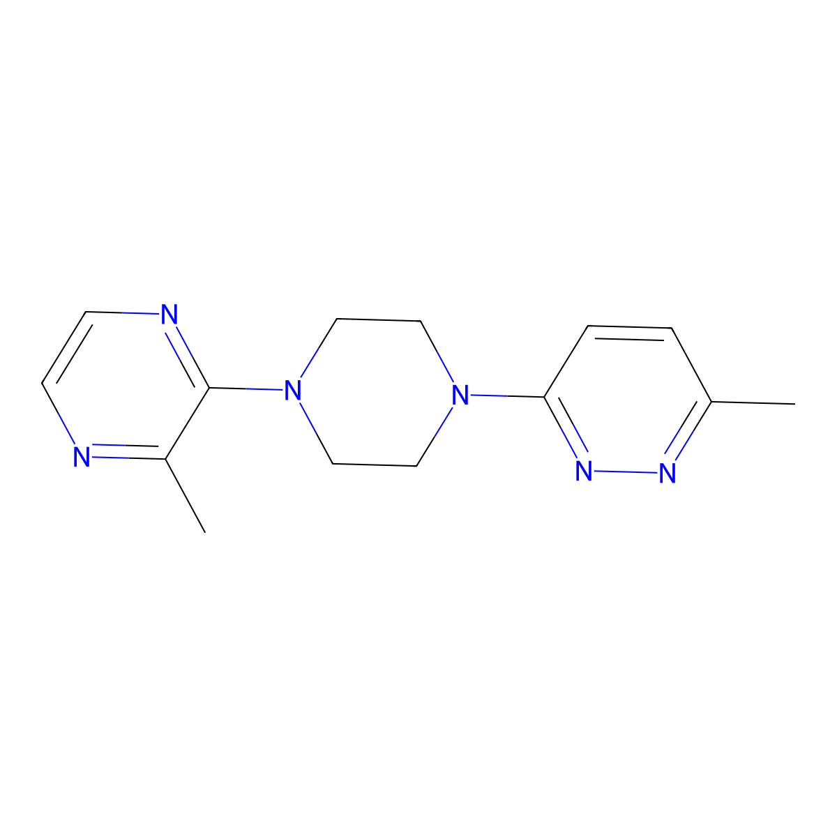 2-Methyl-3-[4-(6-methylpyridazin-3-yl)piperazin-1-yl]pyrazine molecular structure, CAS 2548991-76-8