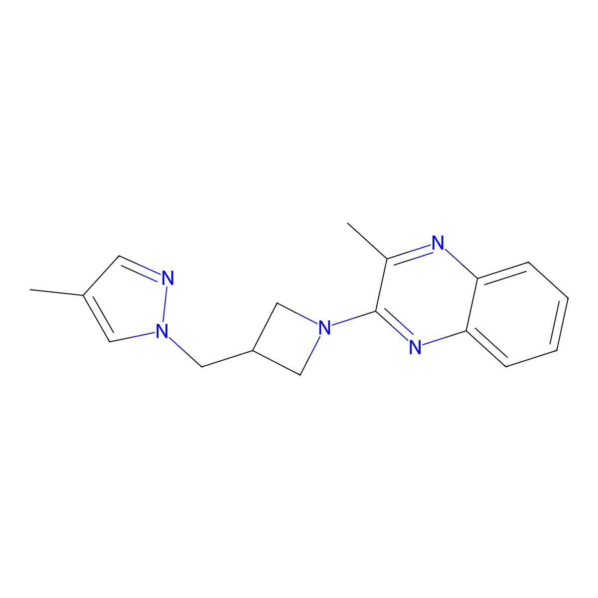 2-methyl-3-{3-[(4-methyl-1H-pyrazol-1-yl)methyl]azetidin-1-yl}quinoxaline molecular structure, CAS 2548991-78-0