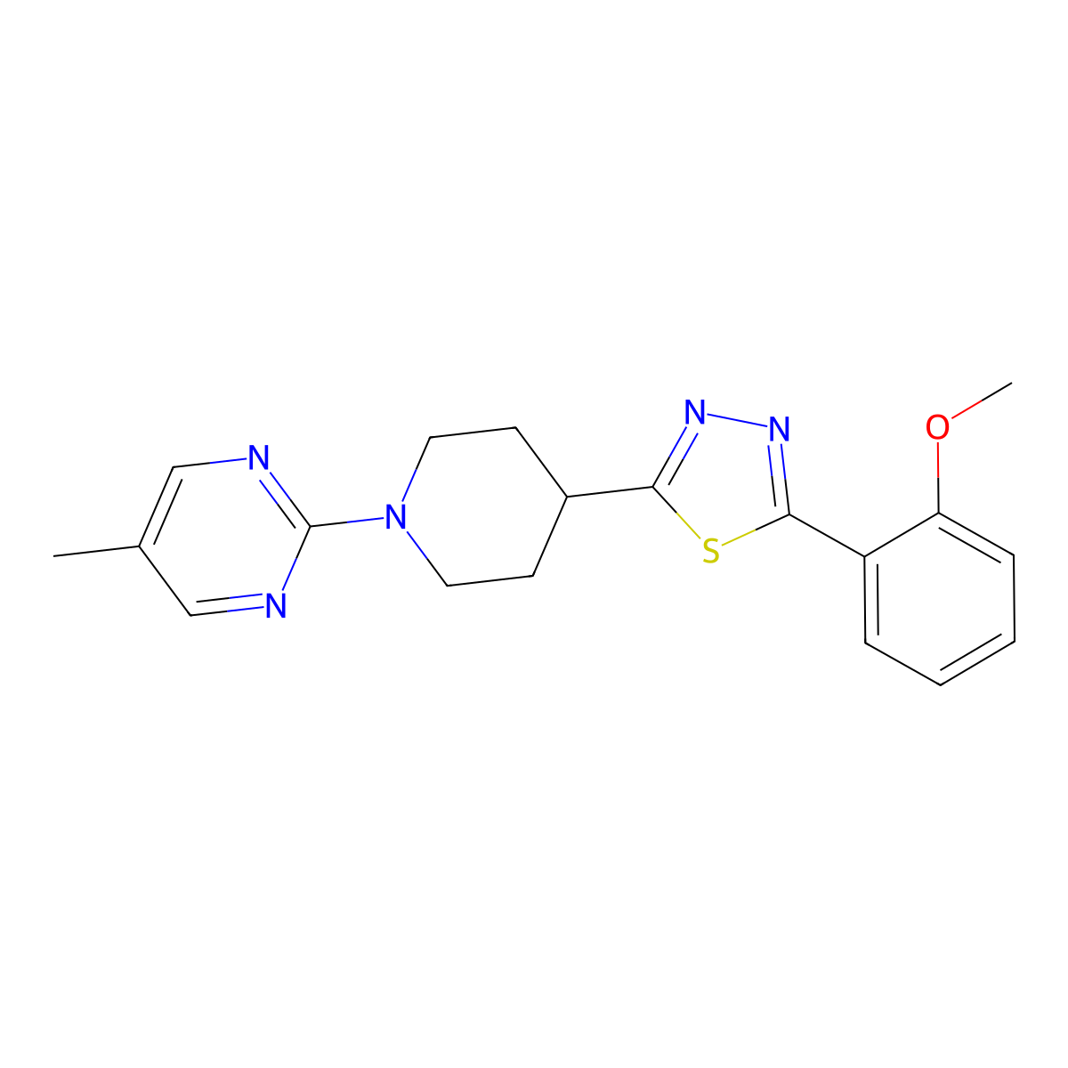2-{4-[5-(2-Methoxyphenyl)-1,3,4-thiadiazol-2-yl]piperidin-1-yl}-5-methylpyrimidine molecular structure, CAS 2548991-82-6