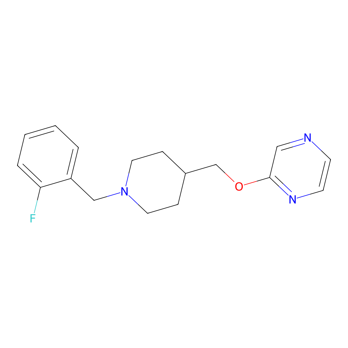 2-({1-[(2-Fluorophenyl)methyl]piperidin-4-yl}methoxy)pyrazine molecular structure, CAS 2548991-84-8
