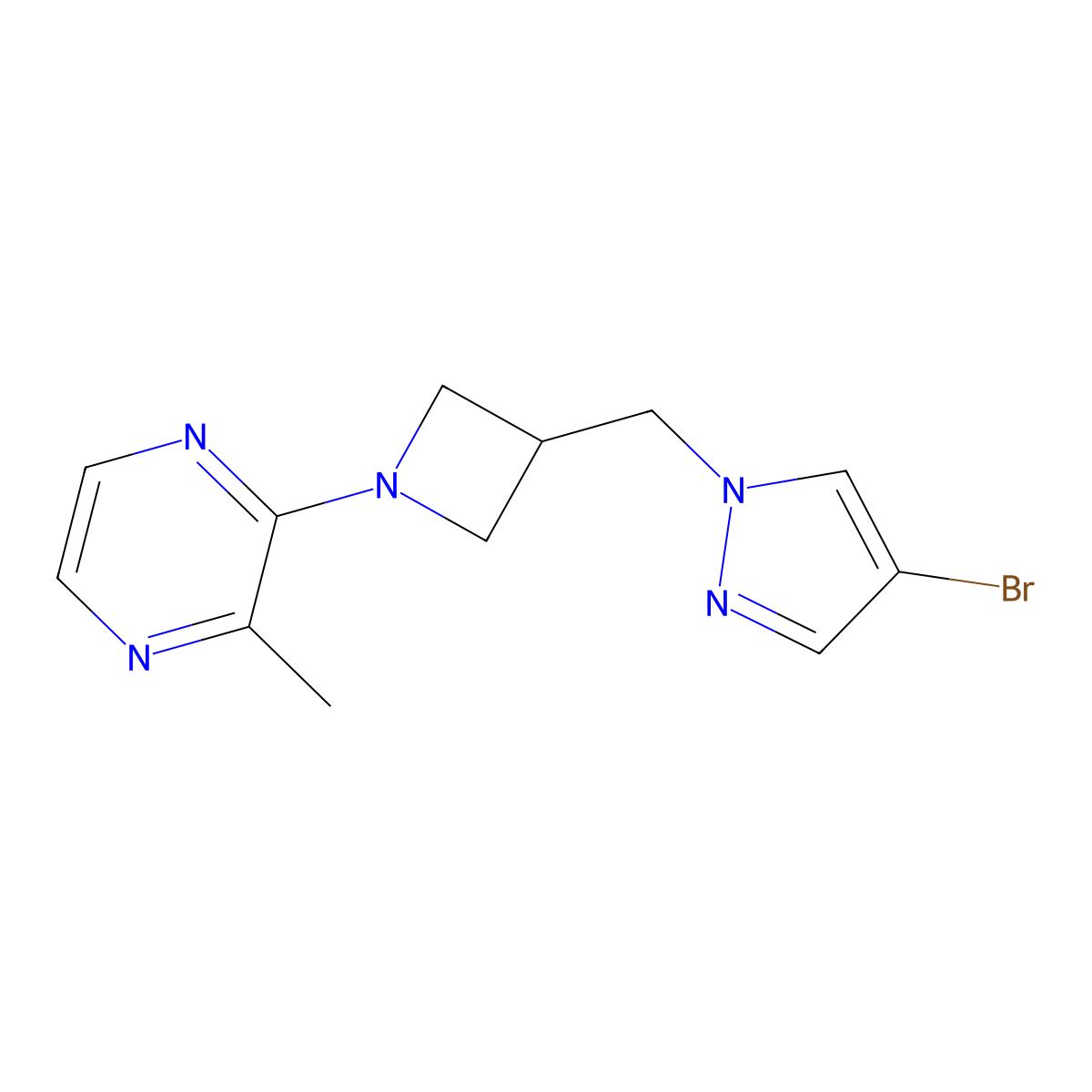 2-{3-[(4-bromo-1H-pyrazol-1-yl)methyl]azetidin-1-yl}-3-methylpyrazine molecular structure, CAS 2548991-85-9