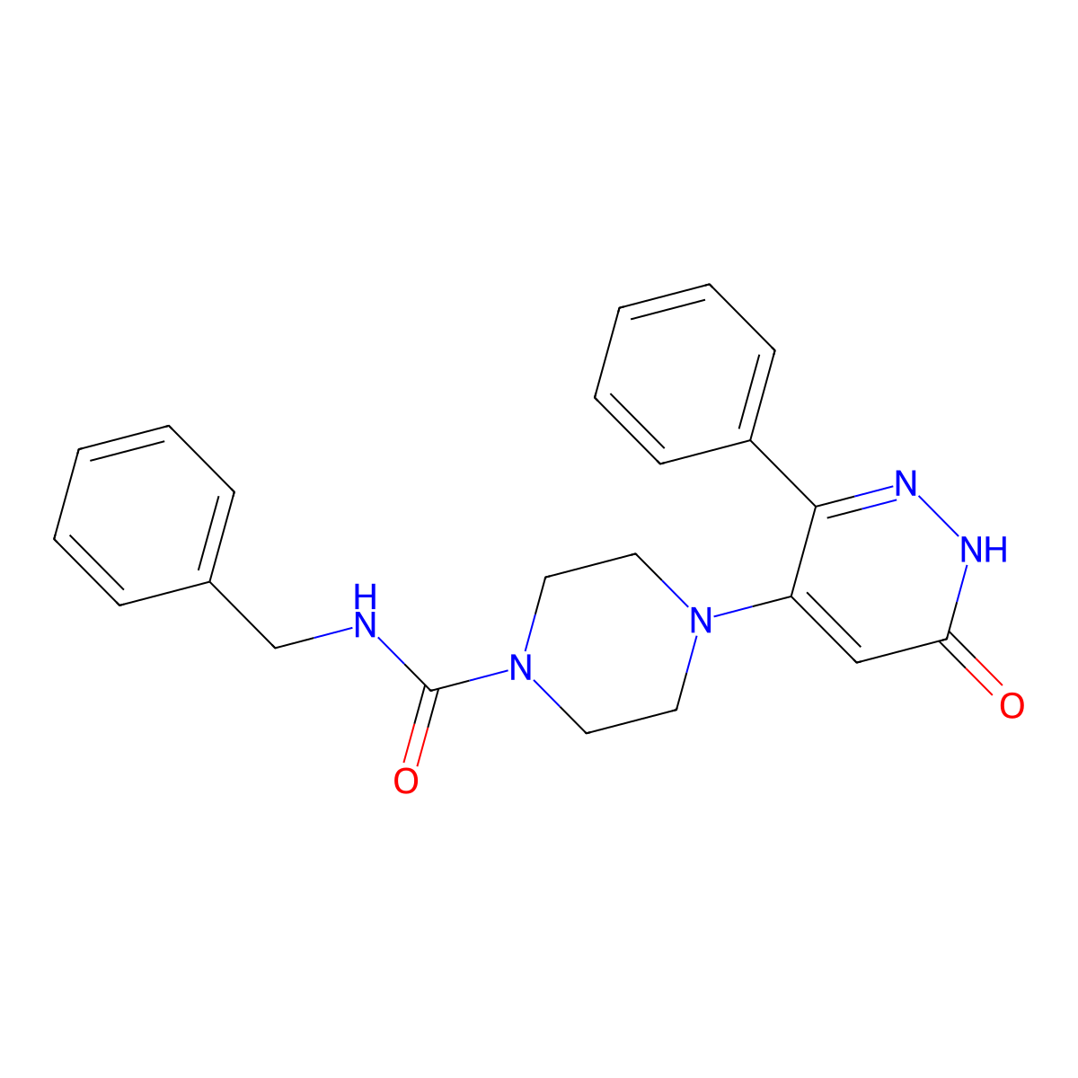 N-benzyl-4-(6-oxo-3-phenyl-1,6-dihydropyridazin-4-yl)piperazine-1-carboxamide molecular structure, CAS 2548991-86-0