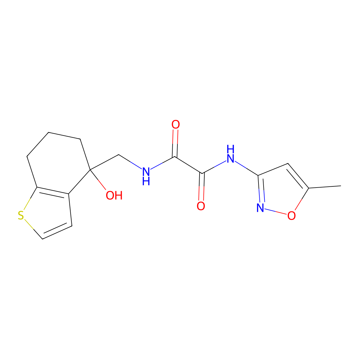 N'-[(4-hydroxy-4,5,6,7-tetrahydro-1-benzothiophen-4-yl)methyl]-N-(5-methyl-1,2-oxazol-3-yl)ethanediamide molecular structure, CAS 2548991-87-1
