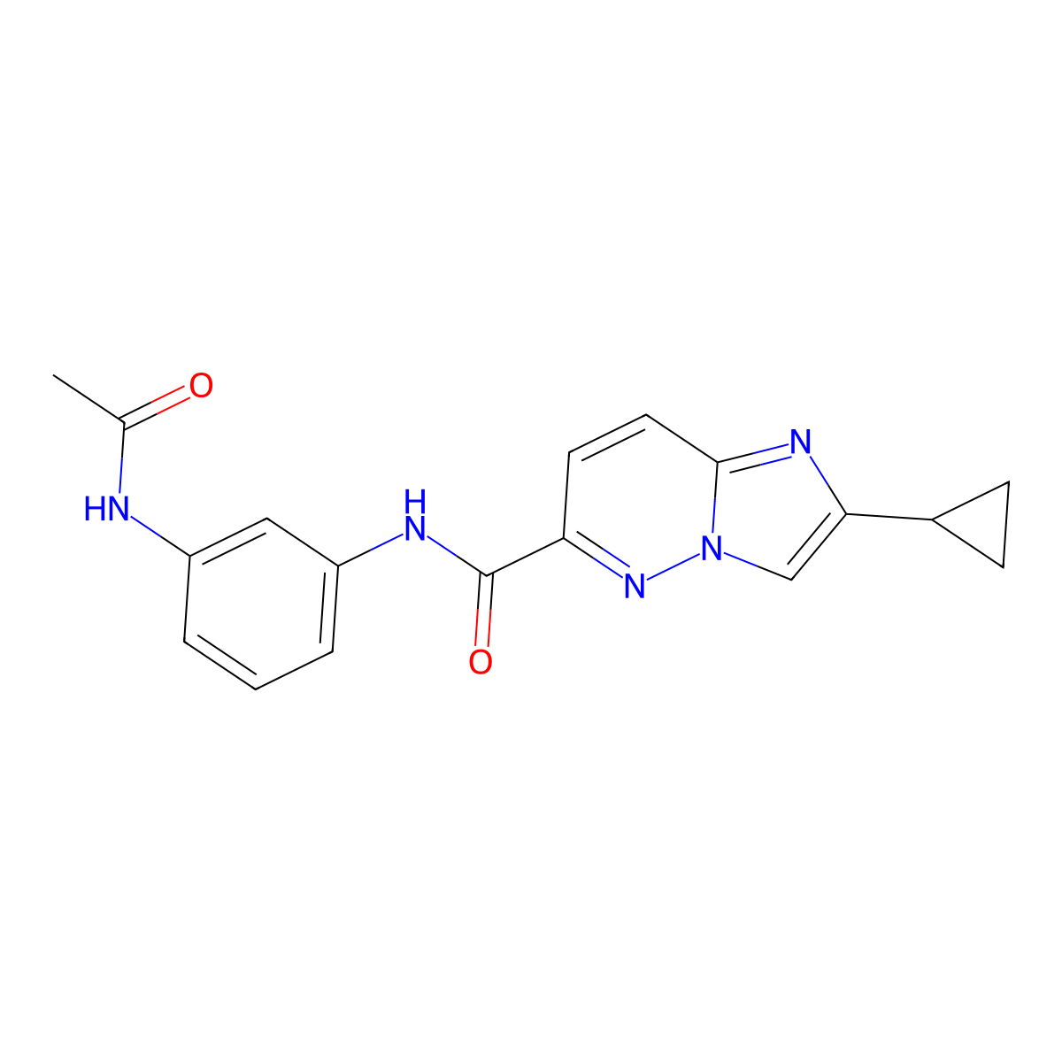 2-cyclopropyl-N-(3-acetamidophenyl)imidazo[1,2-b]pyridazine-6-carboxamide molecular structure, CAS 2548991-88-2