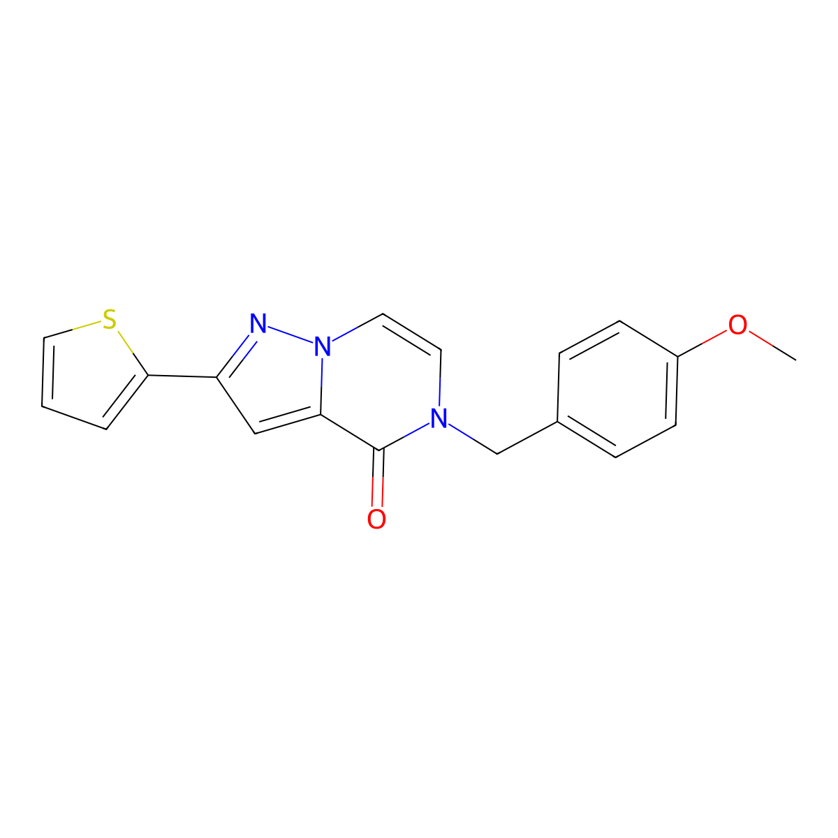 5-[(4-methoxyphenyl)methyl]-2-(thiophen-2-yl)-4H,5H-pyrazolo[1,5-a]pyrazin-4-one molecular structure, CAS 2548991-95-1