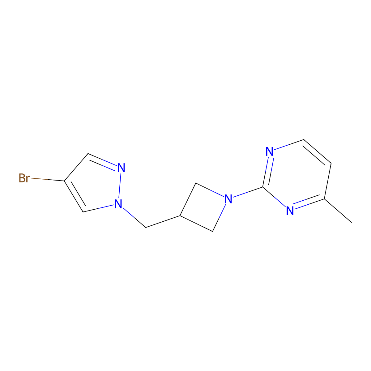 2-{3-[(4-bromo-1H-pyrazol-1-yl)methyl]azetidin-1-yl}-4-methylpyrimidine molecular structure, CAS 2548991-96-2