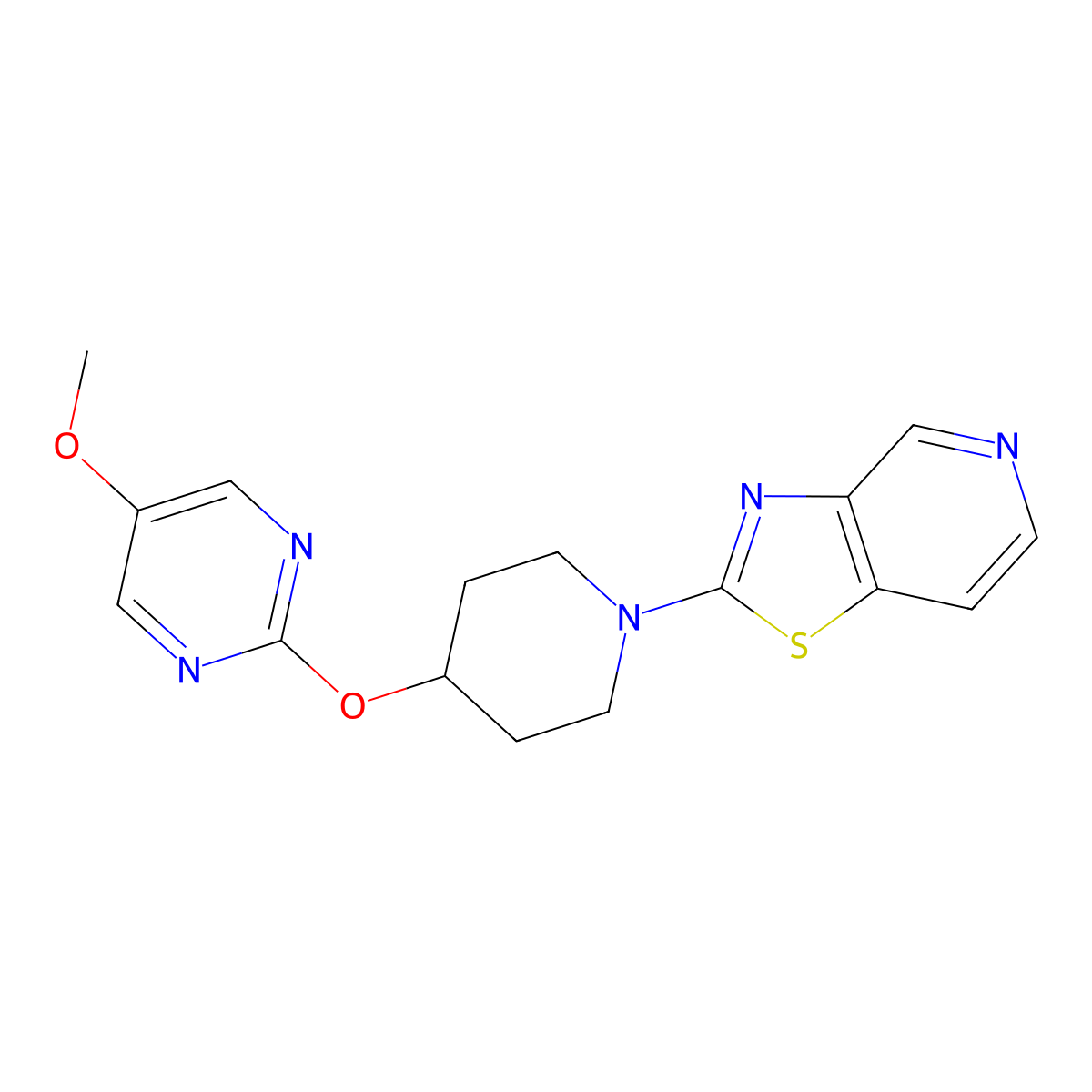 5-Methoxy-2-[(1-{[1,3]thiazolo[4,5-c]pyridin-2-yl}piperidin-4-yl)oxy]pyrimidine molecular structure, CAS 2548992-01-2