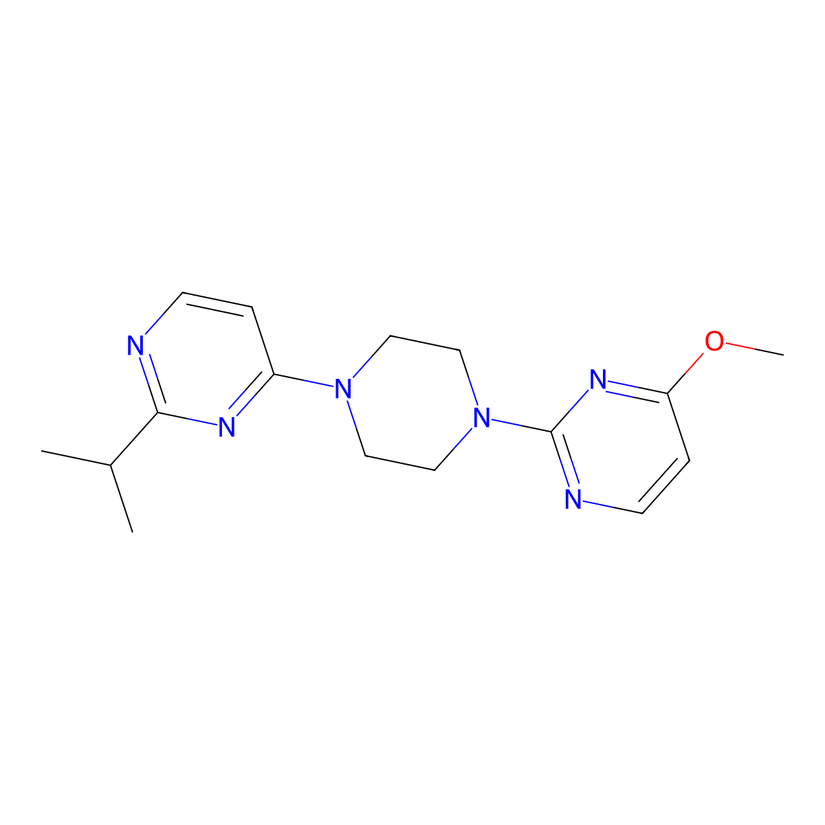 4-Methoxy-2-{4-[2-(propan-2-yl)pyrimidin-4-yl]piperazin-1-yl}pyrimidine molecular structure, CAS 2548992-14-7