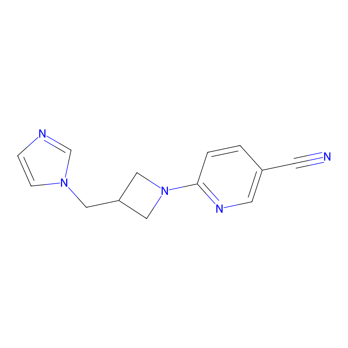 6-{3-[(1H-imidazol-1-yl)methyl]azetidin-1-yl}pyridine-3-carbonitrile molecular structure, CAS 2548992-15-8