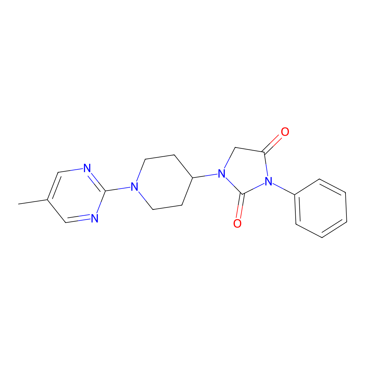 1-[1-(5-Methylpyrimidin-2-yl)piperidin-4-yl]-3-phenylimidazolidine-2,4-dione molecular structure, CAS 2548992-22-7
