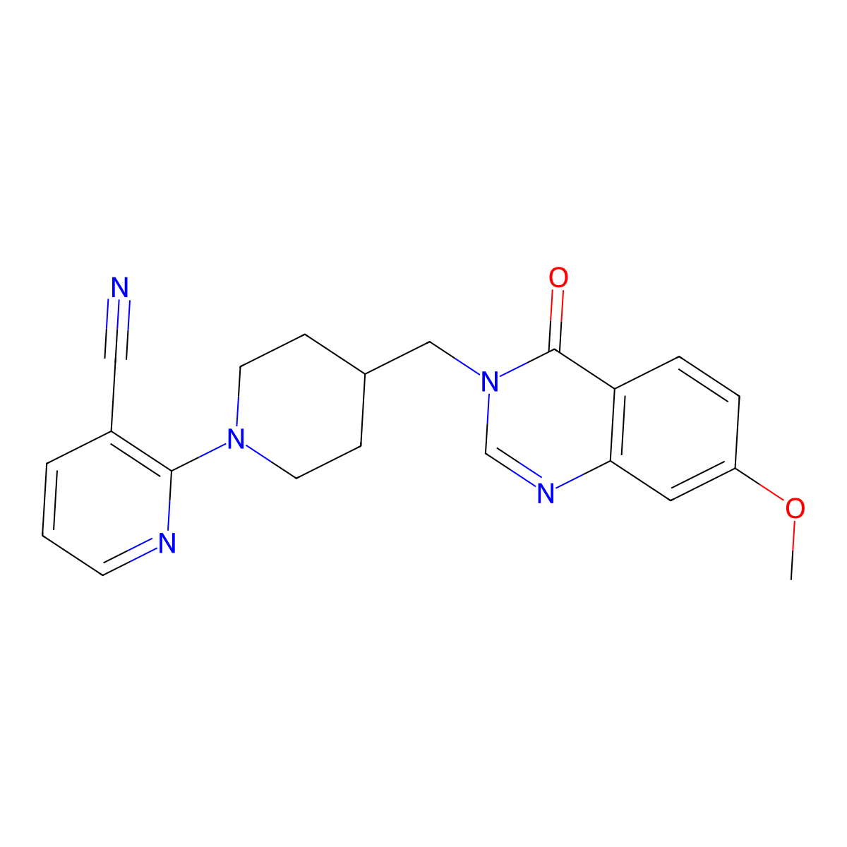 2-{4-[(7-Methoxy-4-oxo-3,4-dihydroquinazolin-3-yl)methyl]piperidin-1-yl}pyridine-3-carbonitrile molecular structure, CAS 2548992-35-2