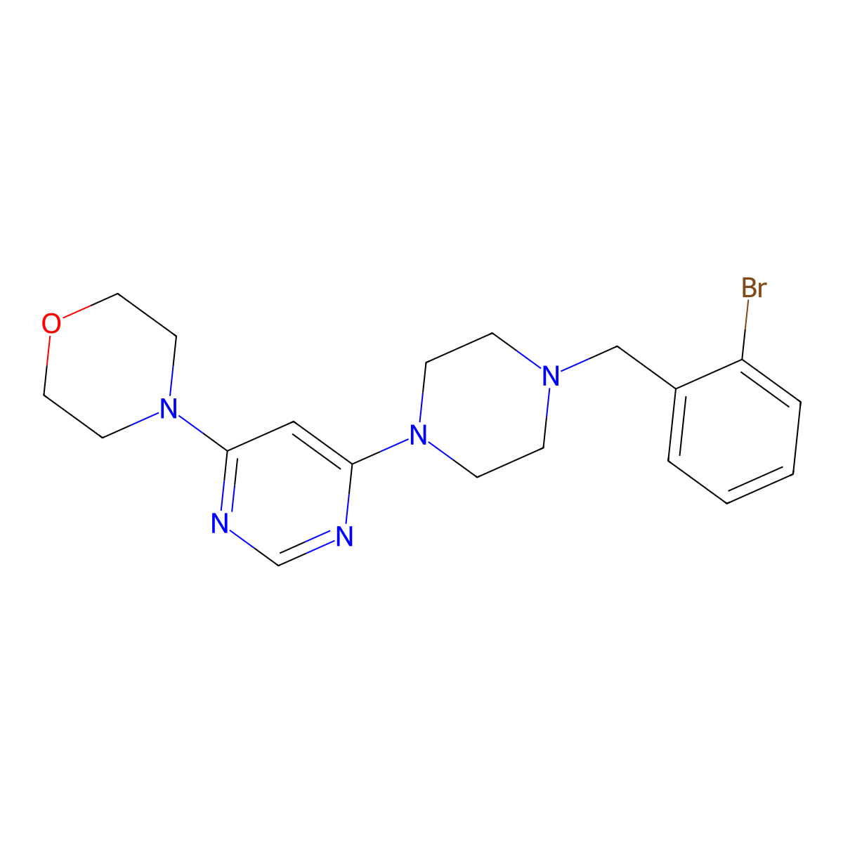 4-(6-{4-[(2-Bromophenyl)methyl]piperazin-1-yl}pyrimidin-4-yl)morpholine molecular structure, CAS 2548992-36-3