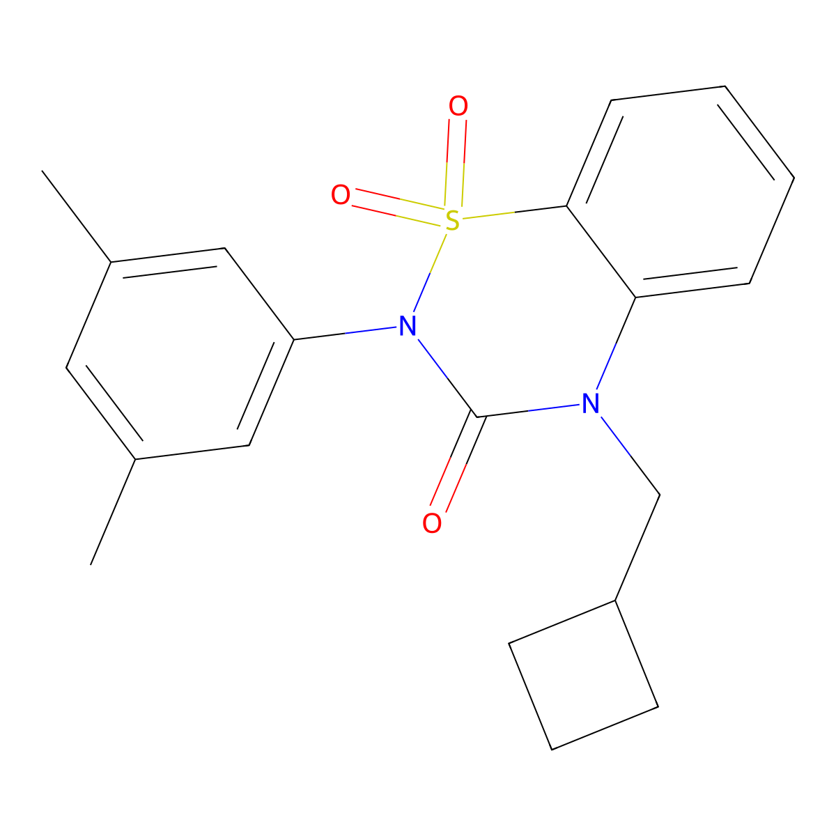 4-(cyclobutylmethyl)-2-(3,5-dimethylphenyl)-3,4-dihydro-2H-1lambda6,2,4-benzothiadiazine-1,1,3-trione molecular structure, CAS 2548992-40-9