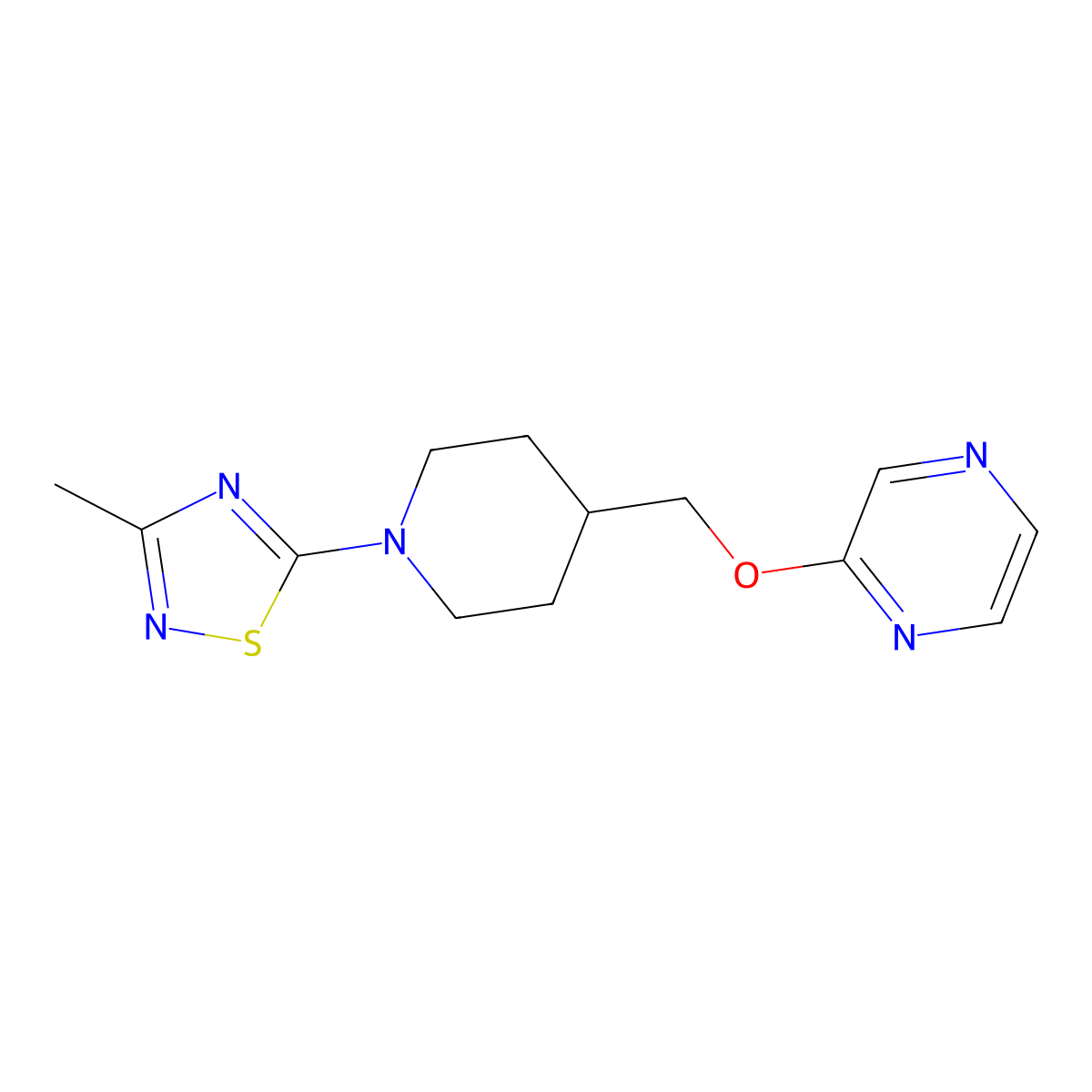 2-{[1-(3-Methyl-1,2,4-thiadiazol-5-yl)piperidin-4-yl]methoxy}pyrazine molecular structure, CAS 2548992-41-0