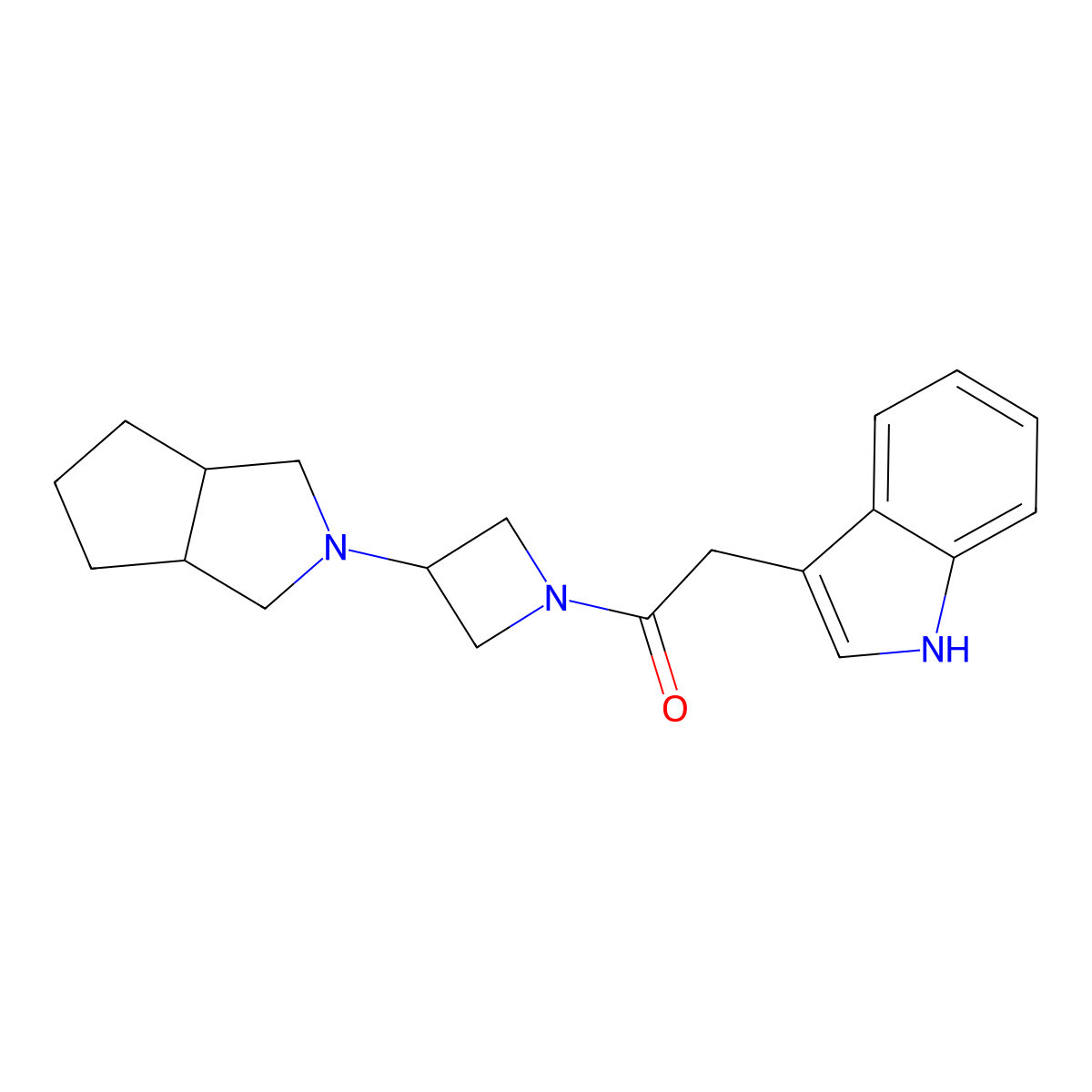 2-(1H-indol-3-yl)-1-(3-{octahydrocyclopenta[c]pyrrol-2-yl}azetidin-1-yl)ethan-1-one molecular structure, CAS 2548992-43-2