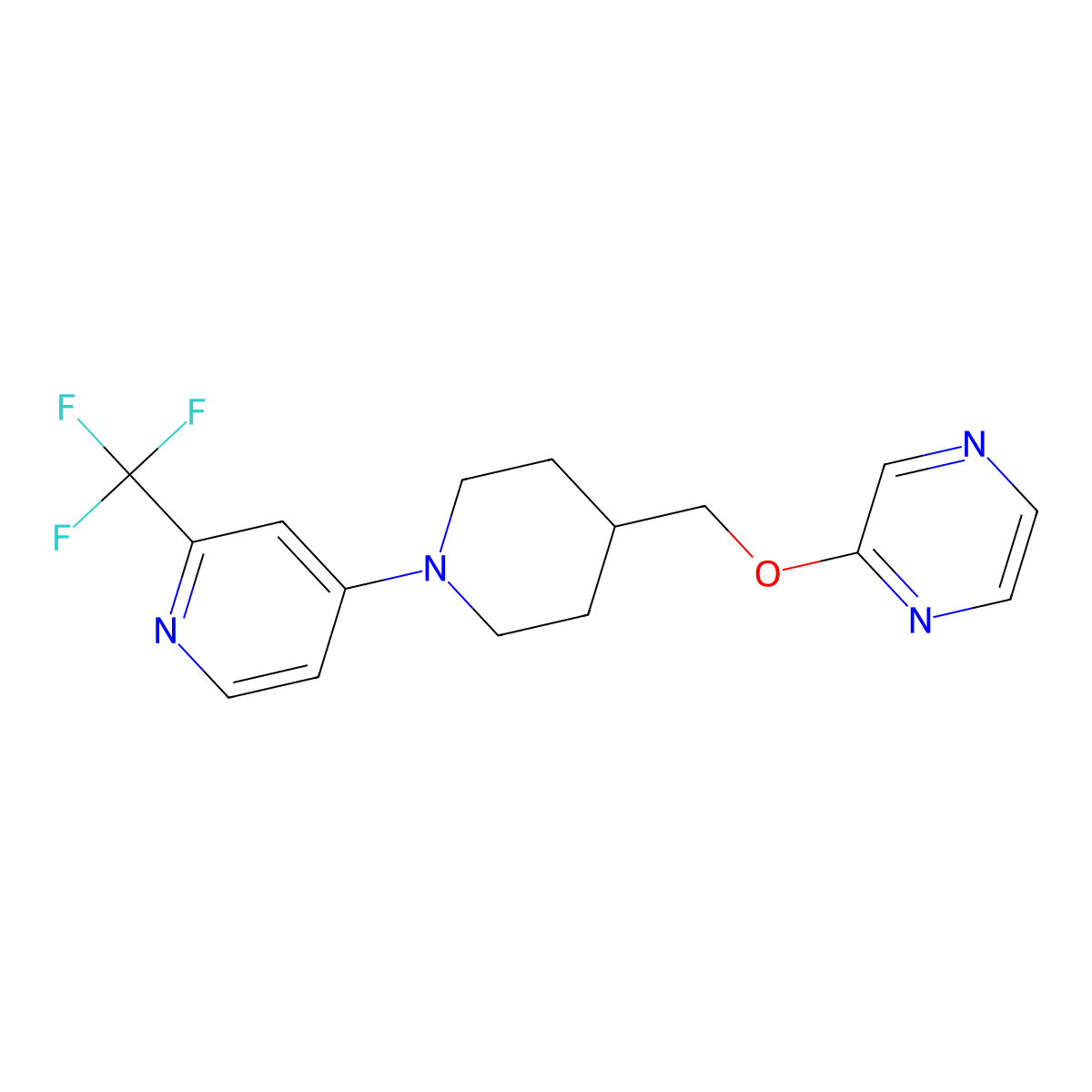 2-({1-[2-(Trifluoromethyl)pyridin-4-yl]piperidin-4-yl}methoxy)pyrazine molecular structure, CAS 2548992-48-7