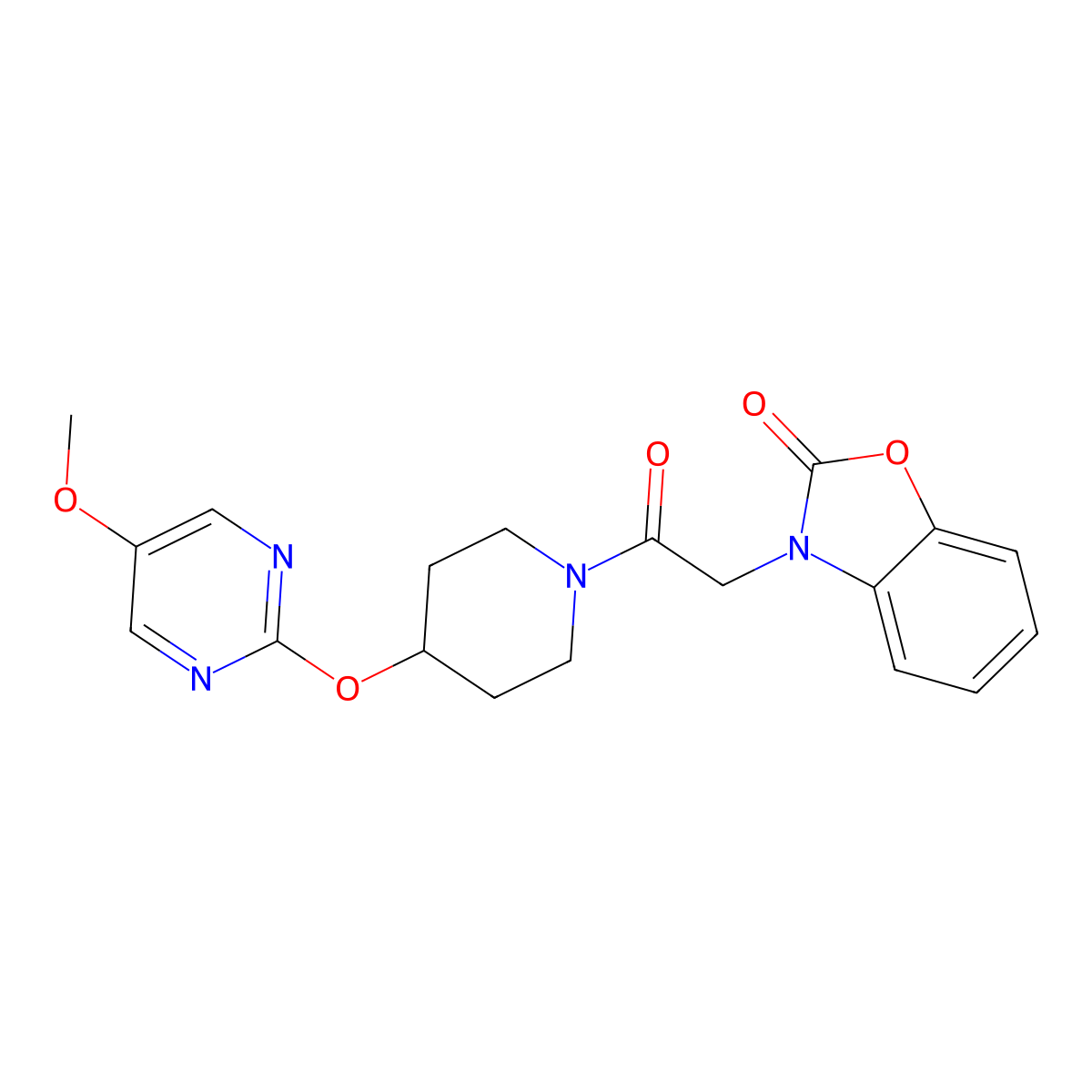 3-(2-{4-[(5-Methoxypyrimidin-2-yl)oxy]piperidin-1-yl}-2-oxoethyl)-2,3-dihydro-1,3-benzoxazol-2-one molecular structure, CAS 2548992-62-5