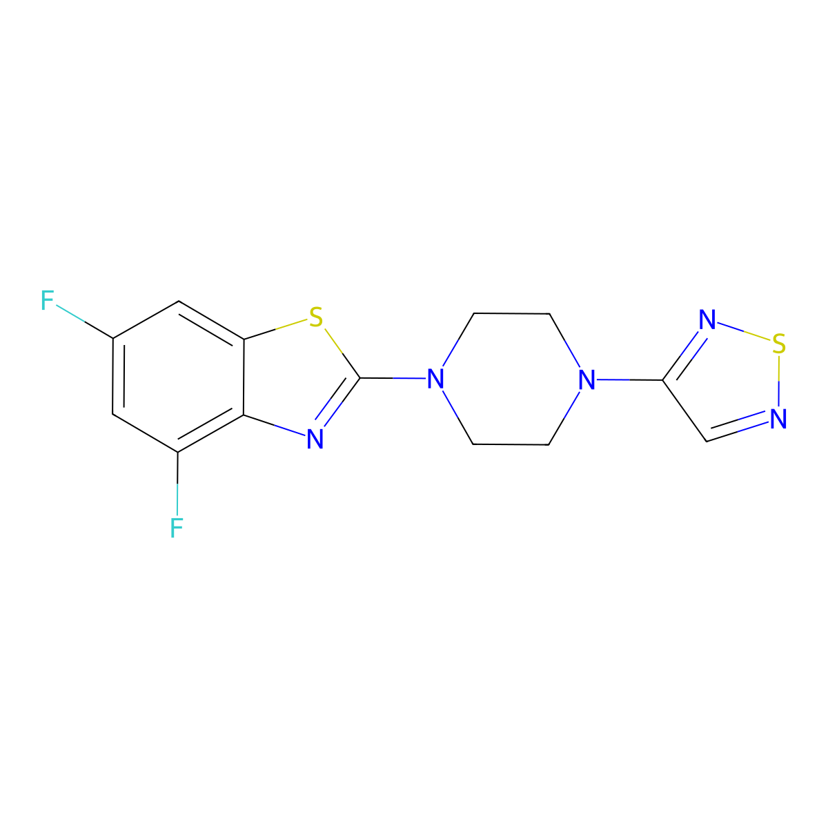 4,6-Difluoro-2-[4-(1,2,5-thiadiazol-3-yl)piperazin-1-yl]-1,3-benzothiazole molecular structure, CAS 2548992-63-6