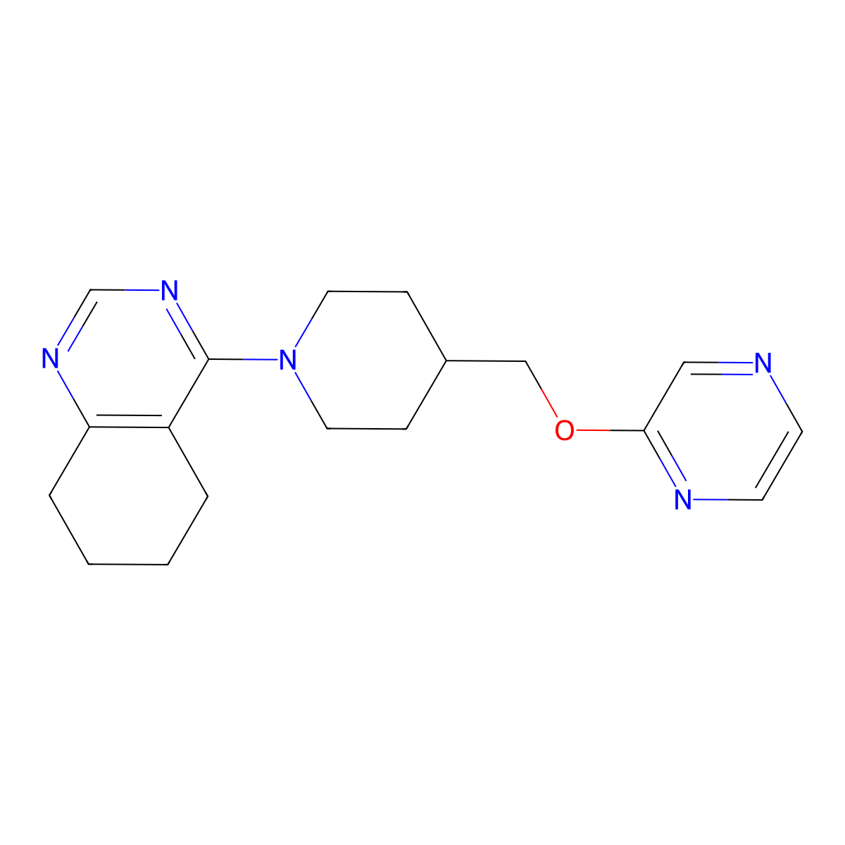 4-{4-[(Pyrazin-2-yloxy)methyl]piperidin-1-yl}-5,6,7,8-tetrahydroquinazoline molecular structure, CAS 2548992-64-7