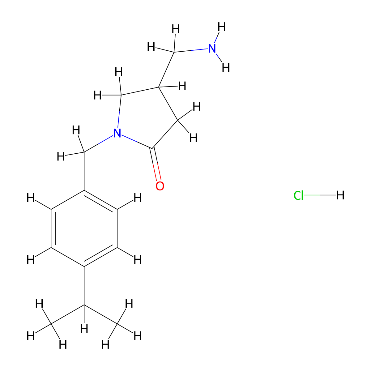 4-(Aminomethyl)-1-{[4-(propan-2-yl)phenyl]methyl}pyrrolidin-2-one hydrochloride molecular structure, CAS 2548992-72-7