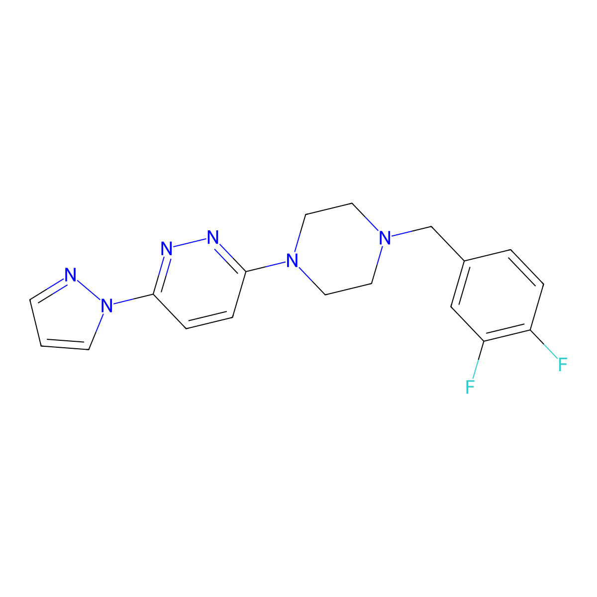 3-{4-[(3,4-difluorophenyl)methyl]piperazin-1-yl}-6-(1H-pyrazol-1-yl)pyridazine molecular structure, CAS 2548992-74-9