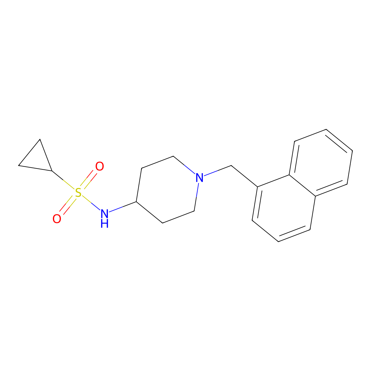 N-{1-[(naphthalen-1-yl)methyl]piperidin-4-yl}cyclopropanesulfonamide molecular structure, CAS 2548992-76-1