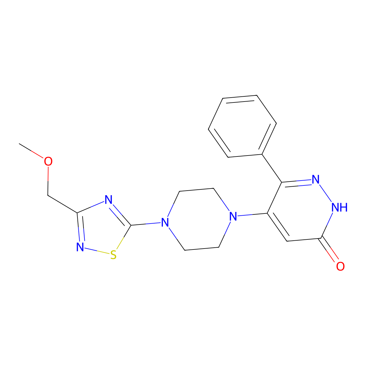 5-{4-[3-(Methoxymethyl)-1,2,4-thiadiazol-5-yl]piperazin-1-yl}-6-phenyl-2,3-dihydropyridazin-3-one molecular structure, CAS 2548992-77-2