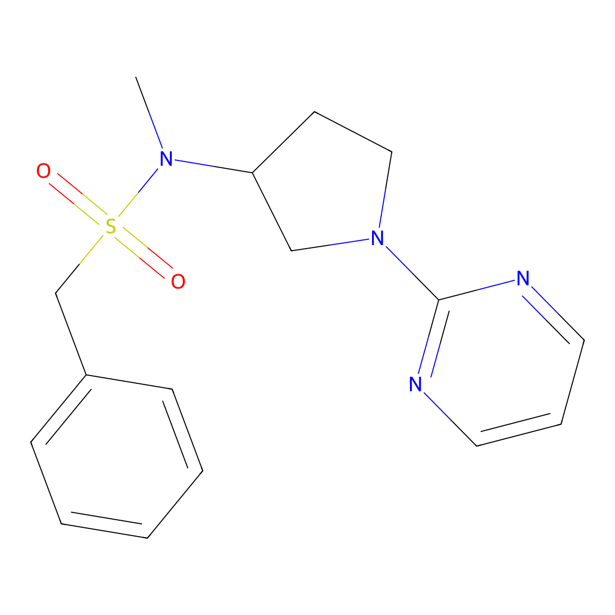 N-methyl-1-phenyl-N-[1-(pyrimidin-2-yl)pyrrolidin-3-yl]methanesulfonamide molecular structure, CAS 2548992-90-9