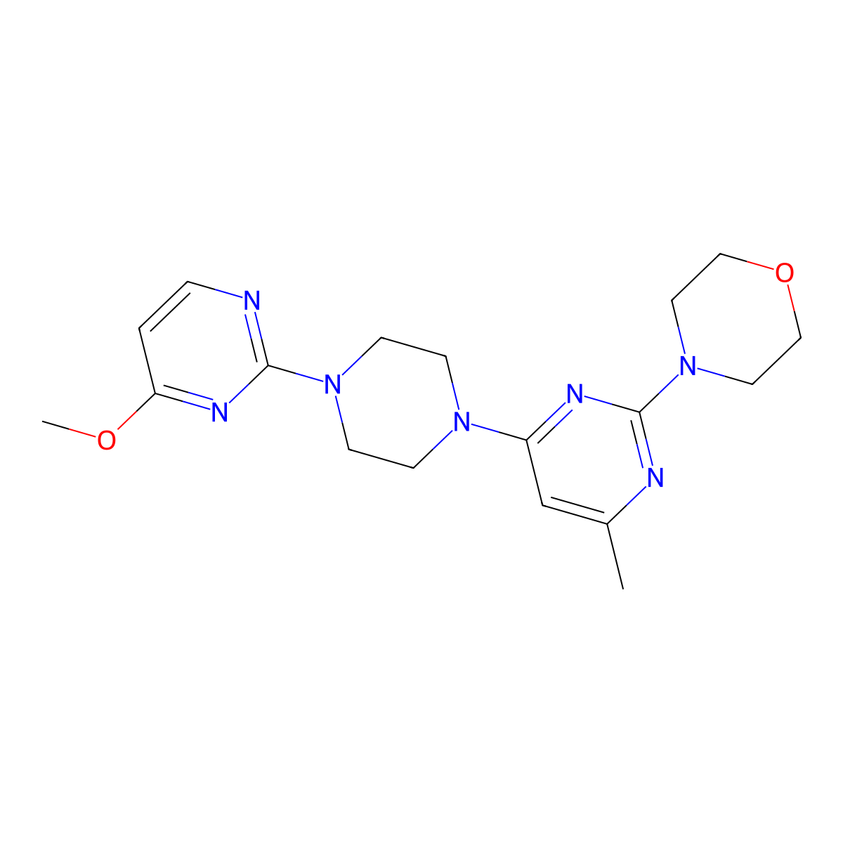4-{4-[4-(4-Methoxypyrimidin-2-yl)piperazin-1-yl]-6-methylpyrimidin-2-yl}morpholine molecular structure, CAS 2548992-91-0