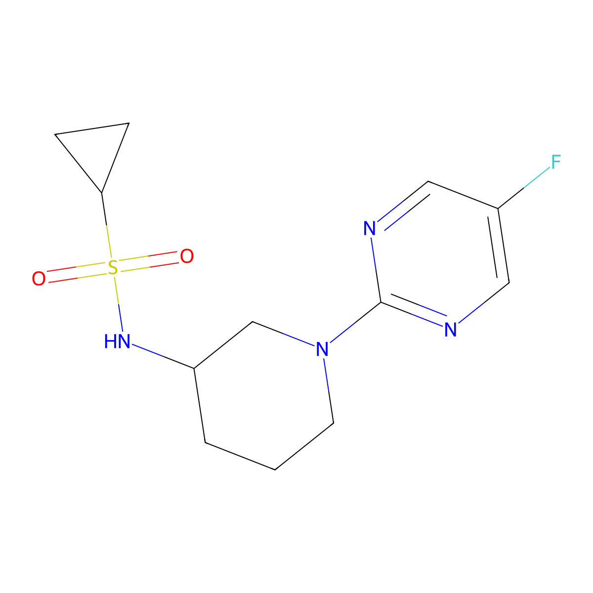 N-[1-(5-fluoropyrimidin-2-yl)piperidin-3-yl]cyclopropanesulfonamide molecular structure, CAS 2548992-94-3