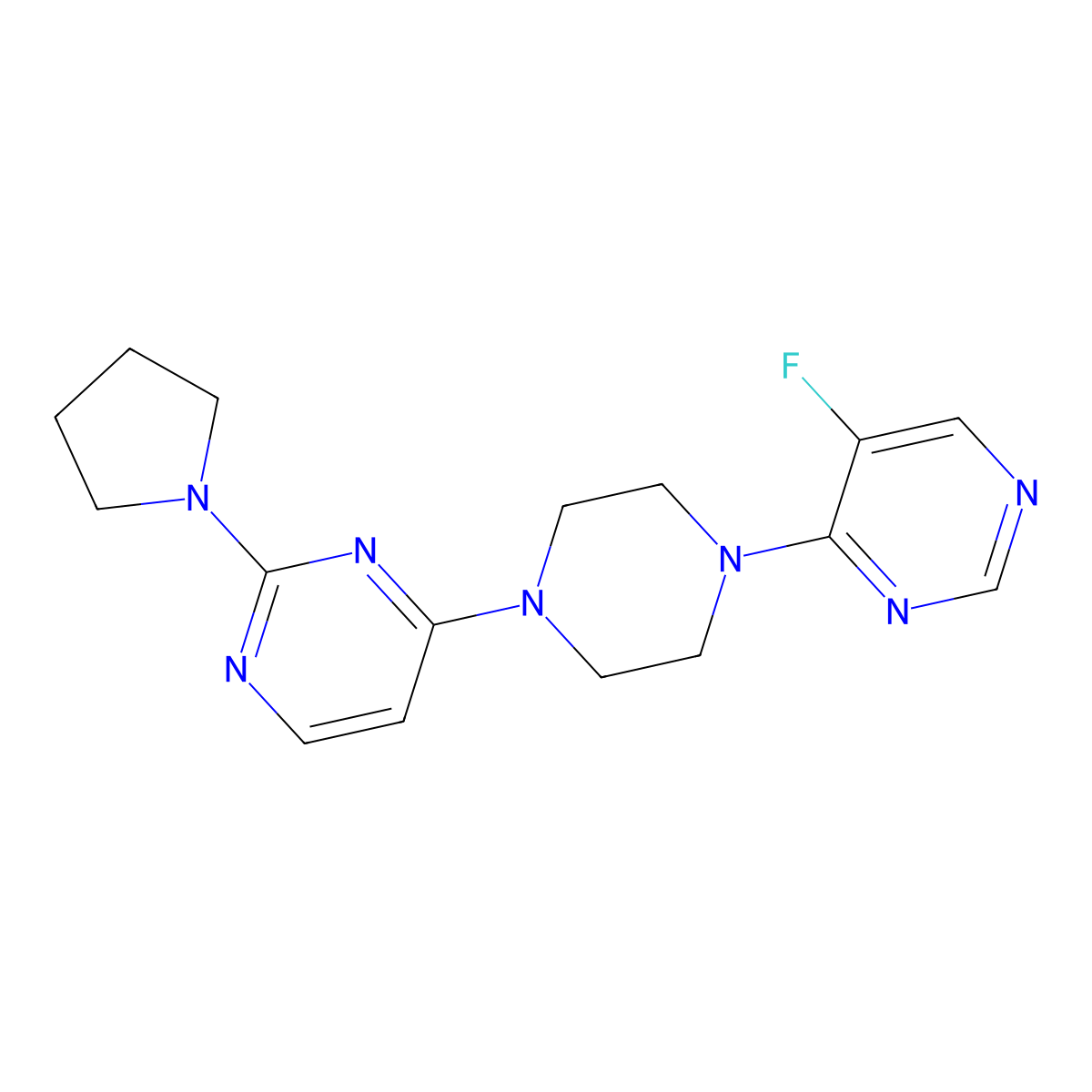4-[4-(5-Fluoropyrimidin-4-yl)piperazin-1-yl]-2-(pyrrolidin-1-yl)pyrimidine molecular structure, CAS 2548992-98-7