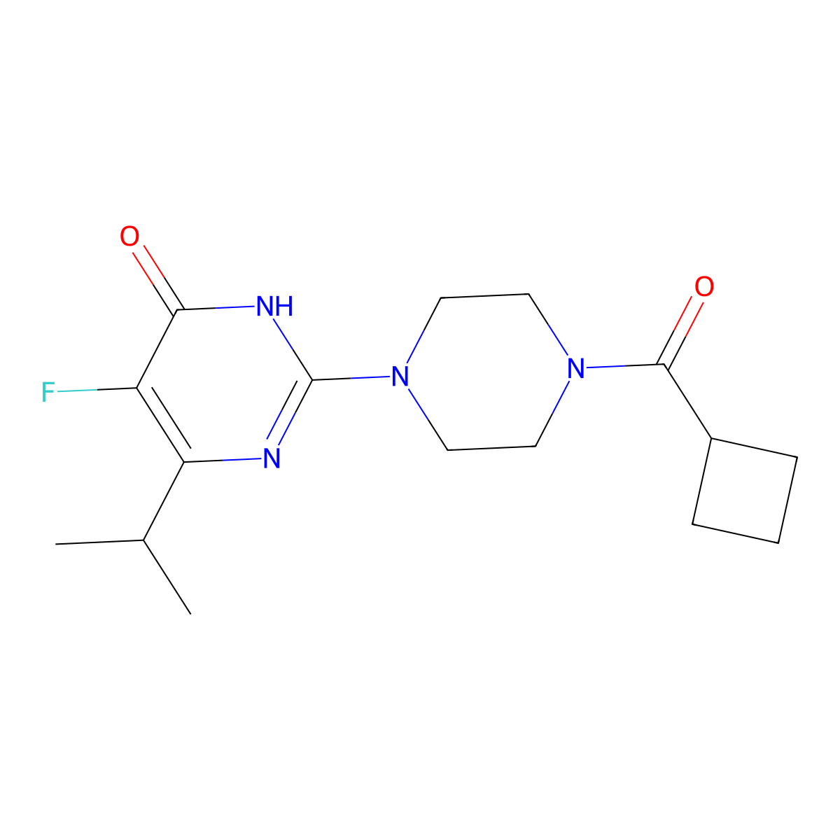 2-(4-Cyclobutanecarbonylpiperazin-1-yl)-5-fluoro-6-(propan-2-yl)-3,4-dihydropyrimidin-4-one molecular structure, CAS 2548993-08-2