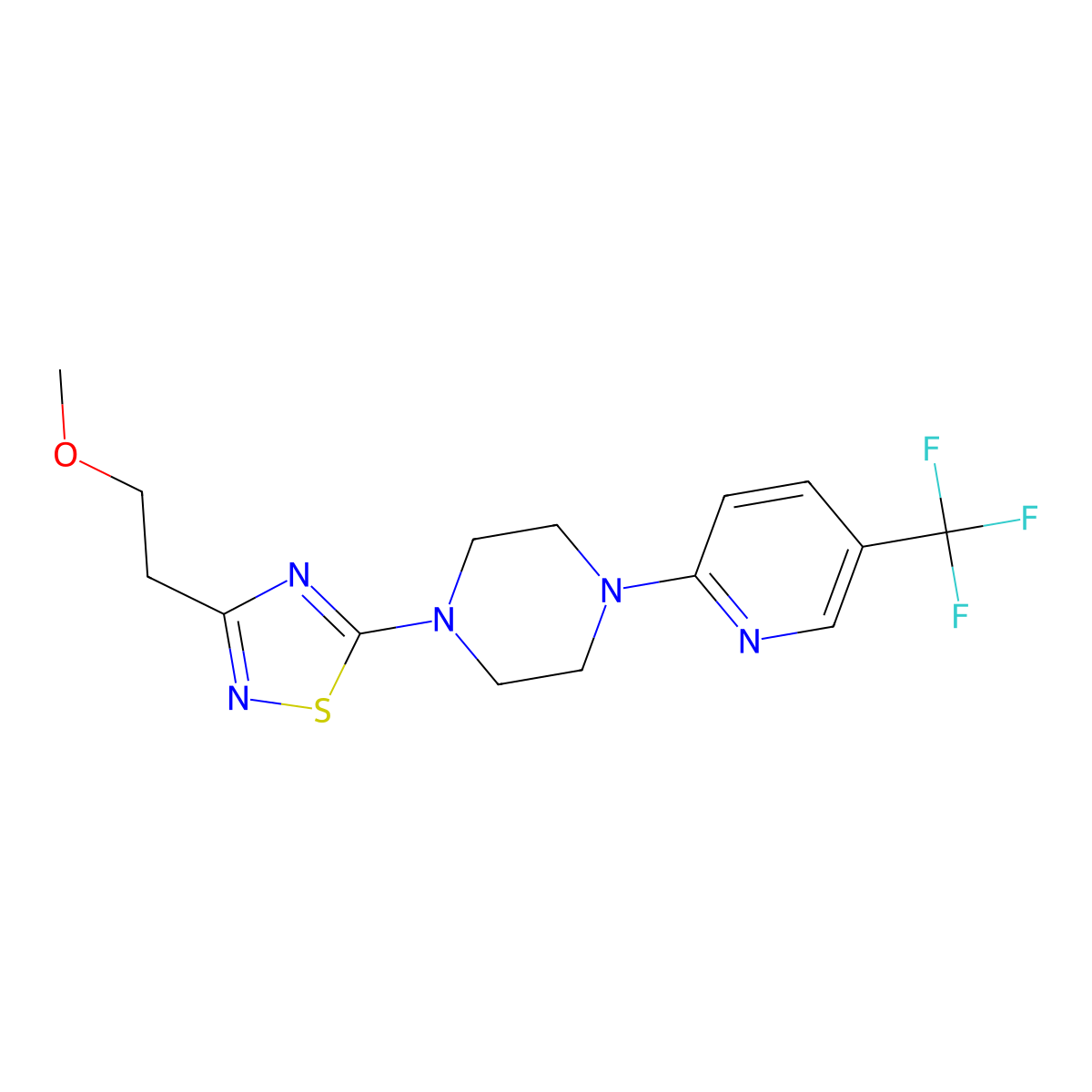 1-[3-(2-Methoxyethyl)-1,2,4-thiadiazol-5-yl]-4-[5-(trifluoromethyl)pyridin-2-yl]piperazine molecular structure, CAS 2548993-11-7