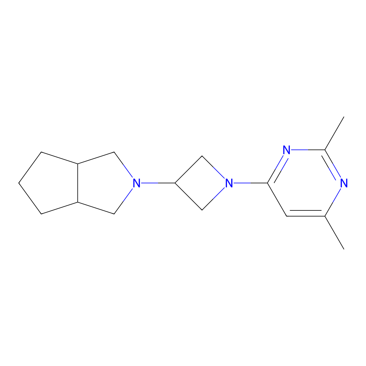 2,4-Dimethyl-6-(3-{octahydrocyclopenta[c]pyrrol-2-yl}azetidin-1-yl)pyrimidine molecular structure, CAS 2548993-16-2