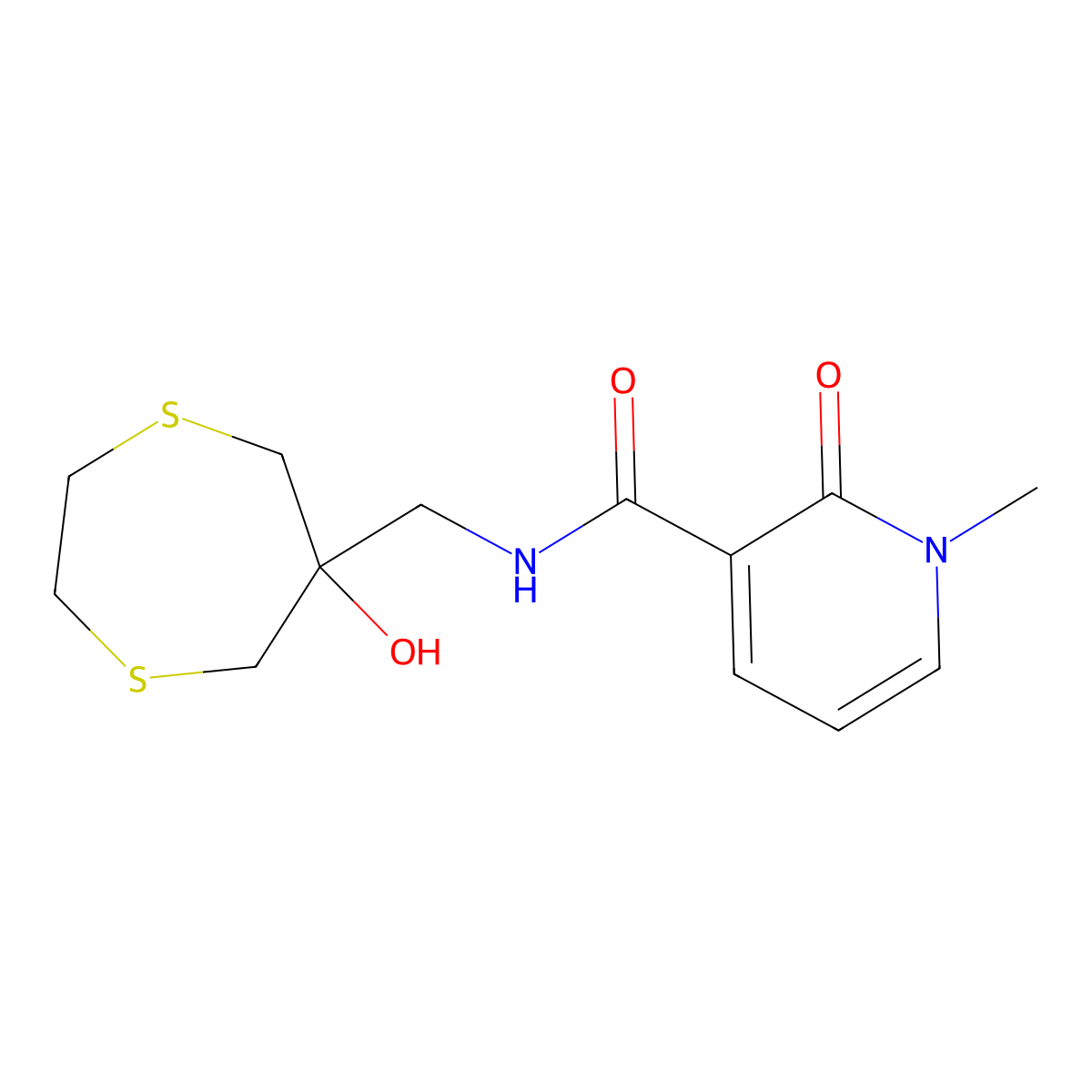 N-[(6-hydroxy-1,4-dithiepan-6-yl)methyl]-1-methyl-2-oxo-1,2-dihydropyridine-3-carboxamide molecular structure, CAS 2548993-20-8