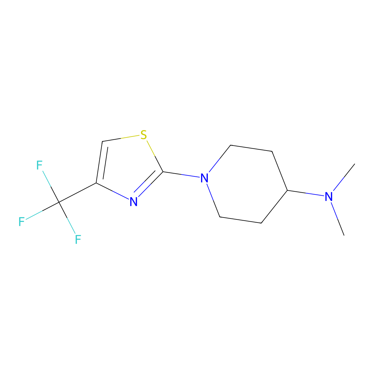 N,N-dimethyl-1-[4-(trifluoromethyl)-1,3-thiazol-2-yl]piperidin-4-amine molecular structure, CAS 2548993-22-0