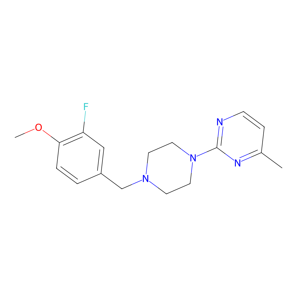 2-{4-[(3-Fluoro-4-methoxyphenyl)methyl]piperazin-1-yl}-4-methylpyrimidine molecular structure, CAS 2548993-23-1