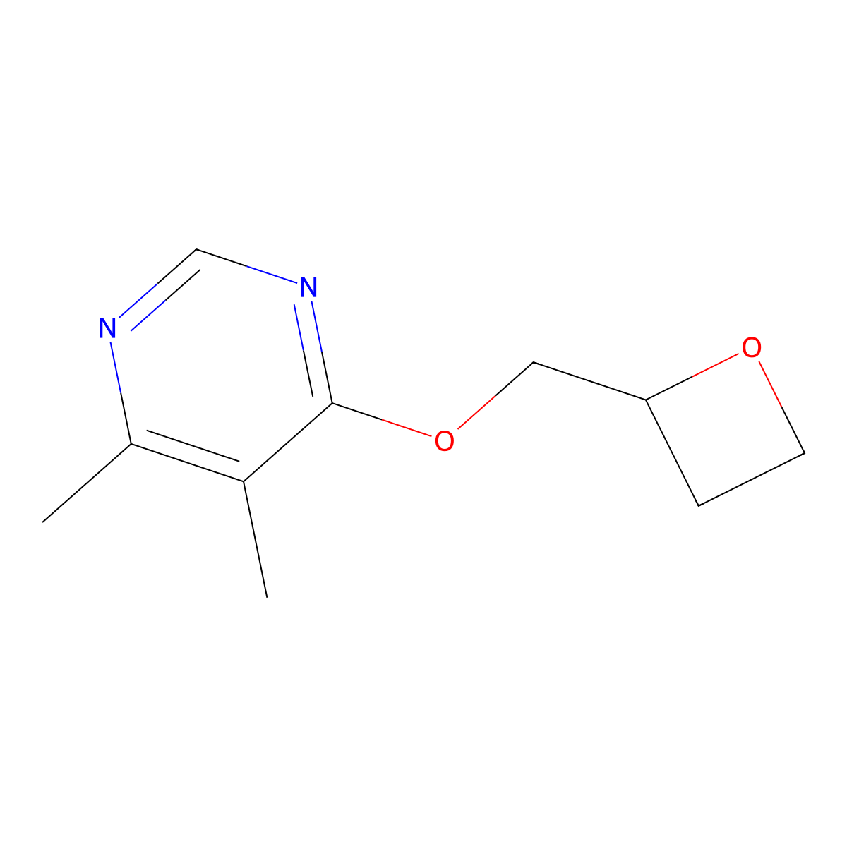 4,5-Dimethyl-6-[(oxetan-2-yl)methoxy]pyrimidine molecular structure, CAS 2548993-27-5