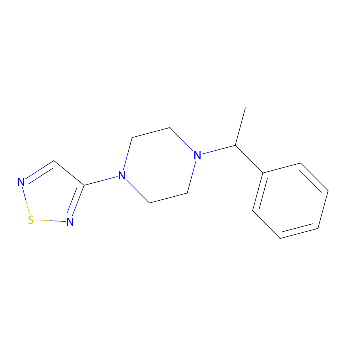1-(1-Phenylethyl)-4-(1,2,5-thiadiazol-3-yl)piperazine molecular structure, CAS 2548993-30-0