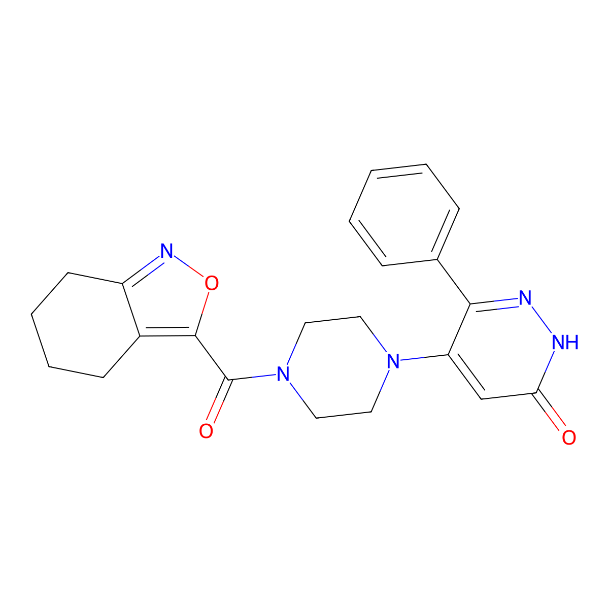 6-Phenyl-5-[4-(4,5,6,7-tetrahydro-2,1-benzoxazole-3-carbonyl)piperazin-1-yl]-2,3-dihydropyridazin-3-one molecular structure, CAS 2548993-31-1