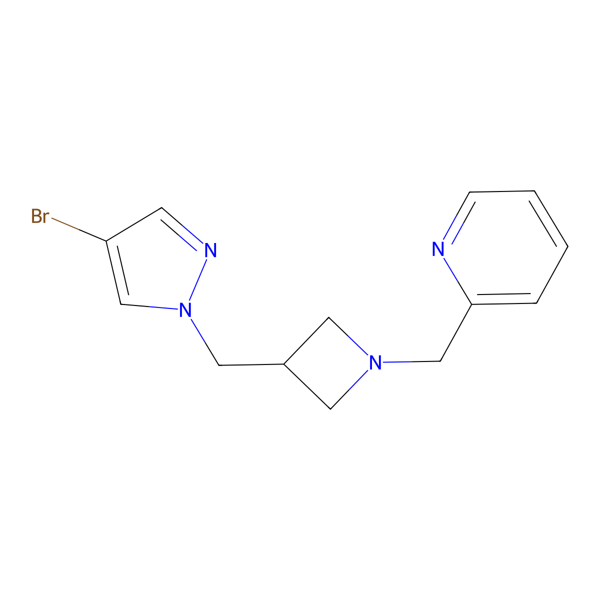 2-({3-[(4-bromo-1H-pyrazol-1-yl)methyl]azetidin-1-yl}methyl)pyridine molecular structure, CAS 2548993-32-2