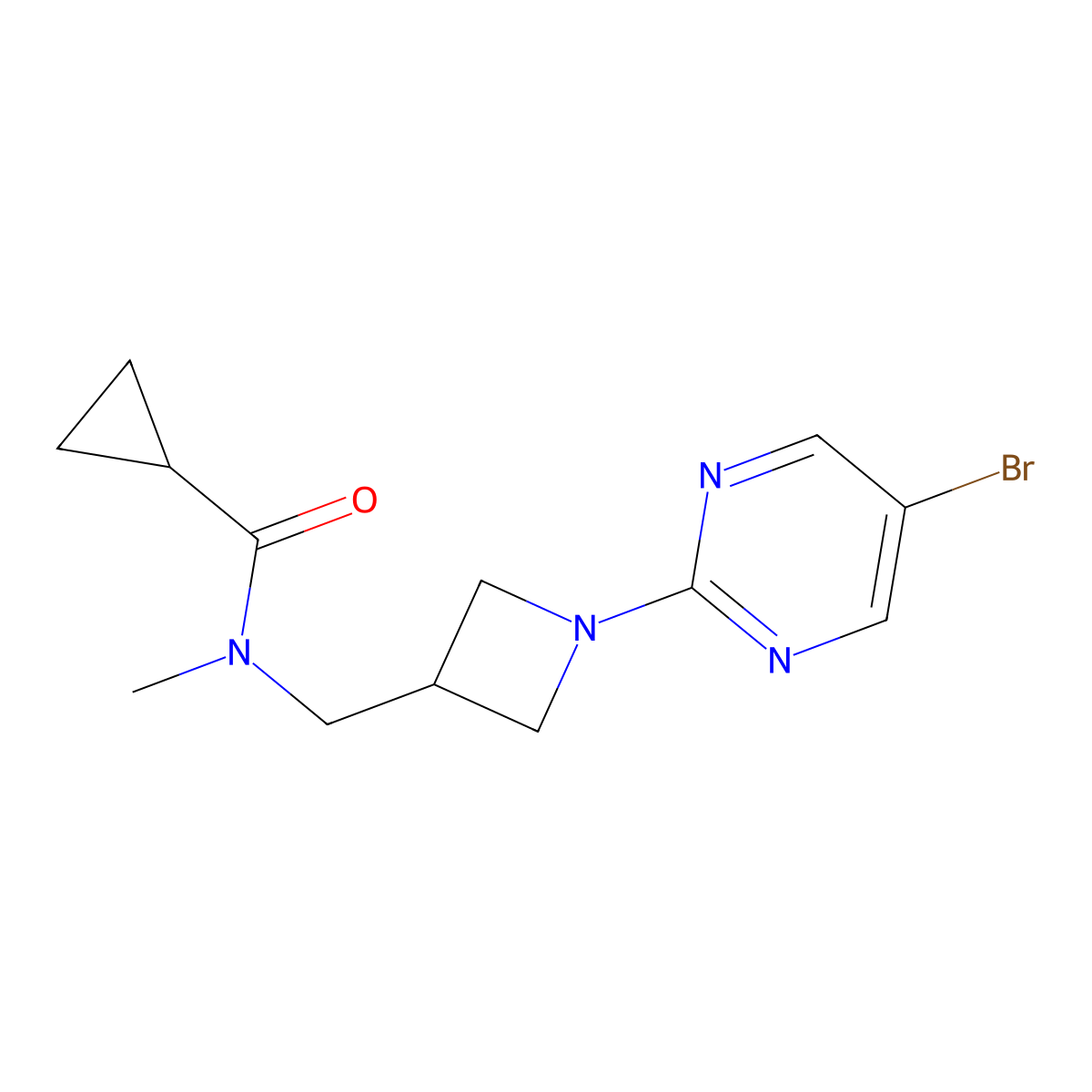 N-{[1-(5-bromopyrimidin-2-yl)azetidin-3-yl]methyl}-N-methylcyclopropanecarboxamide molecular structure, CAS 2548993-35-5