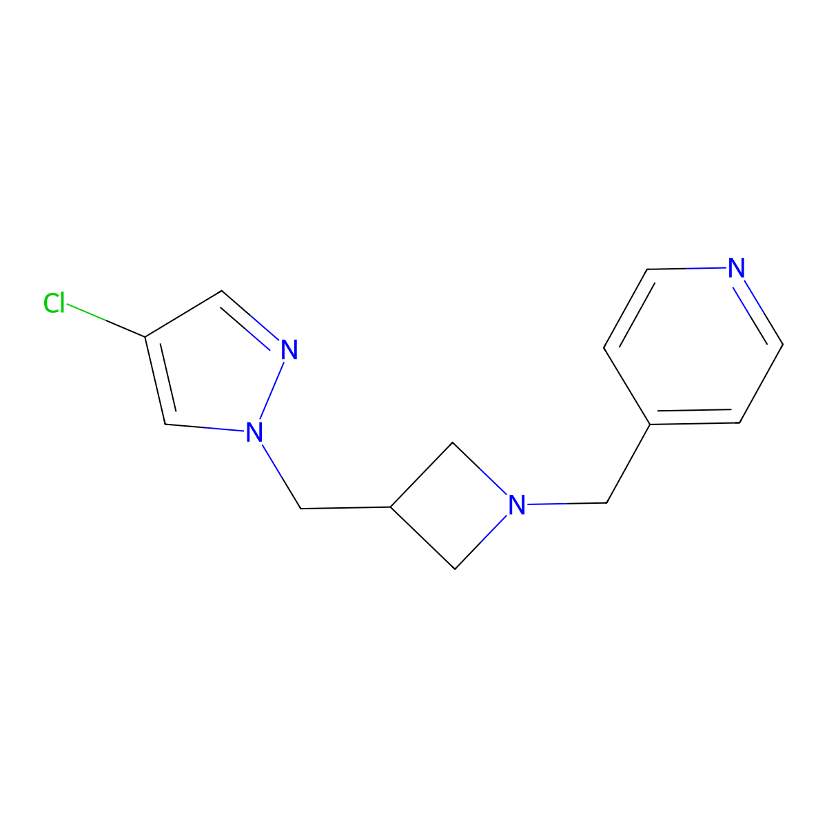 4-({3-[(4-chloro-1H-pyrazol-1-yl)methyl]azetidin-1-yl}methyl)pyridine molecular structure, CAS 2548993-38-8