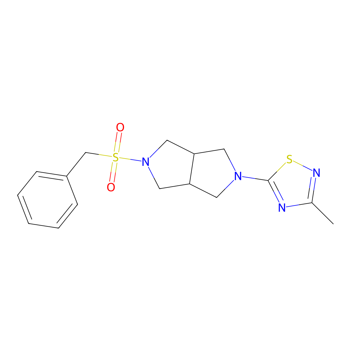 3-Methyl-5-{5-phenylmethanesulfonyl-octahydropyrrolo[3,4-c]pyrrol-2-yl}-1,2,4-thiadiazole molecular structure, CAS 2548993-41-3