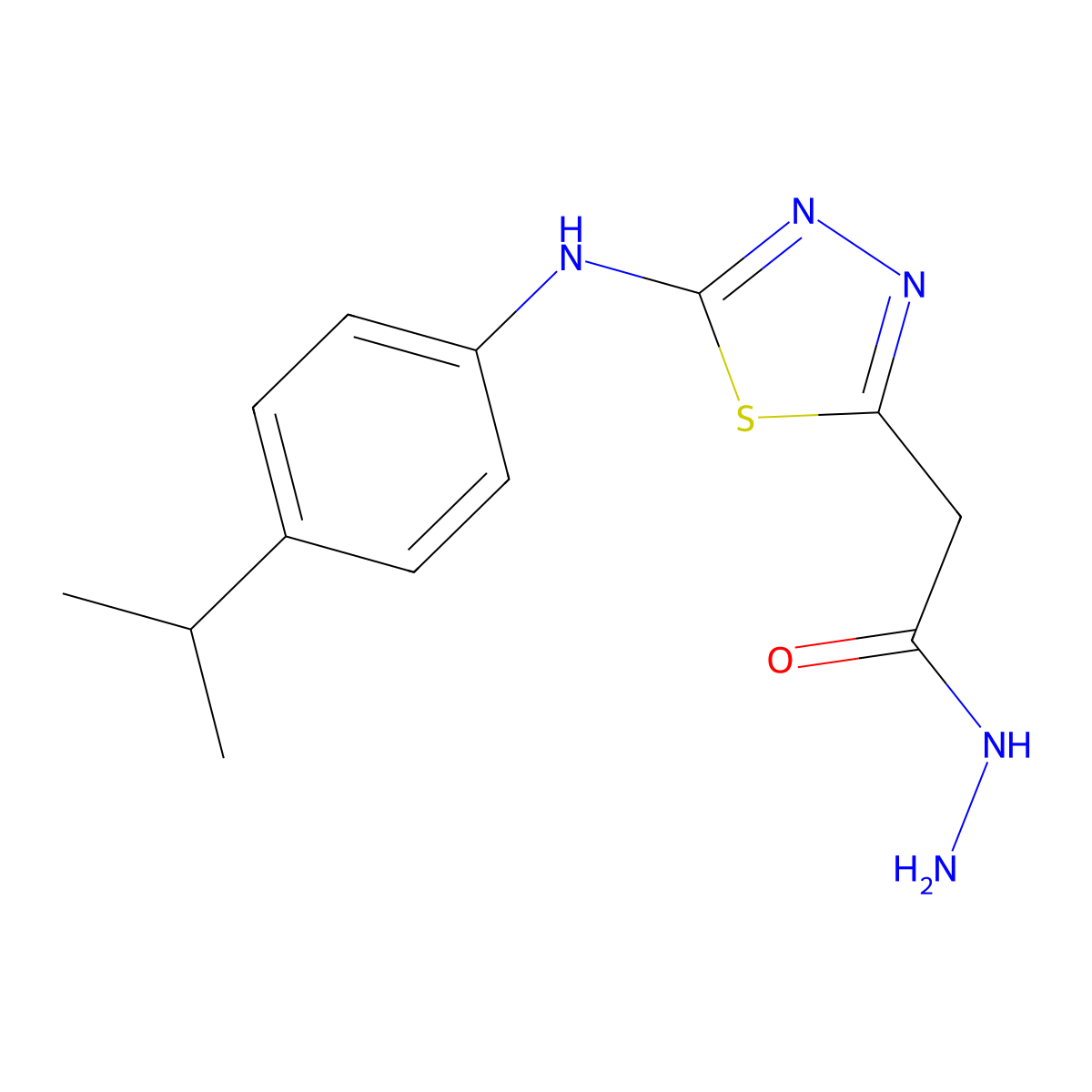 2-(5-{[4-(Propan-2-yl)phenyl]amino}-1,3,4-thiadiazol-2-yl)acetohydrazide molecular structure, CAS 2548993-43-5