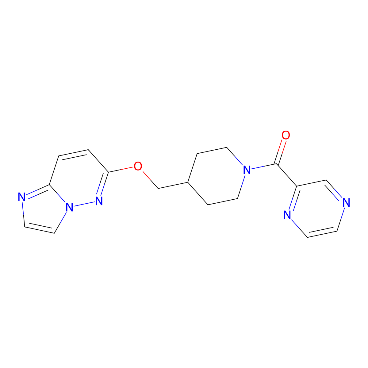 2-[4-({Imidazo[1,2-b]pyridazin-6-yloxy}methyl)piperidine-1-carbonyl]pyrazine molecular structure, CAS 2548993-51-5