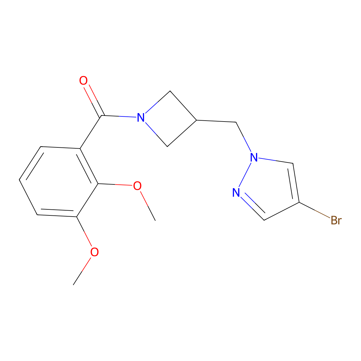 4-bromo-1-{[1-(2,3-dimethoxybenzoyl)azetidin-3-yl]methyl}-1H-pyrazole molecular structure, CAS 2548993-52-6